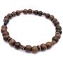 Mens Calming Wood and Brass Stretch Bead Bracelet Handcrafted in USA - Brown