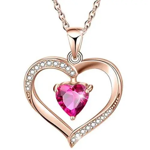 ✦Gifts for Mothers Day✦ Forever Love Heart Necklace Jewelry 18K White Gold/ Rose Gold Plated 925 Sterling Silver Birthstone Pendant Necklace with 5A Cubic Zirconia Birthday Gifts for Women and Girls ✦Gifts for Mothers Day✦ Forever Love Heart Necklace Jewelry 18K White Gold/ Rose Gold Plated 925 Sterling Silver Birthstone Pendant Necklace with 5A Cubic Zirconia Birthday Gifts for Women and Girls
