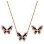 BERRICLE Rose Gold Flashed Sterling Silver Enamel Cubic Zirconia CZ Butterfly Fashion Necklace and Earrings Set