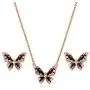 BERRICLE Rose Gold Flashed Sterling Silver Enamel Cubic Zirconia CZ Butterfly Fashion Necklace and Earrings Set