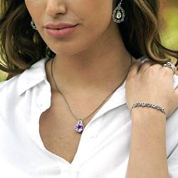 PAZ Creations .925 Sterling Silver Solitaire Amethyst Pendant Necklace