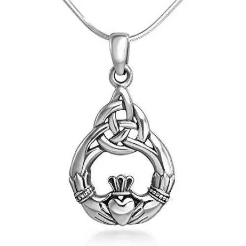 SUVANI Sterling Silver 20 mm Celtic Knot Claddagh Friendship Endless Love Symbol Pendant Necklace 18 SUVANI Sterling Silver 20 mm Celtic Knot Claddagh Friendship Endless Love Symbol Pendant Necklace 18