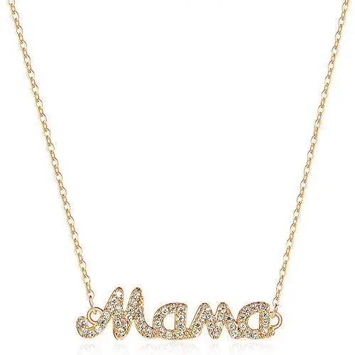 OSIANA Cross Necklace for Women 18K Gold Filled Dainty Solitaire Round Bezel Double Circle Mommy Mama Lock Key Cubic Zirconia Tiny Cute Personality Pendant Choker for Her