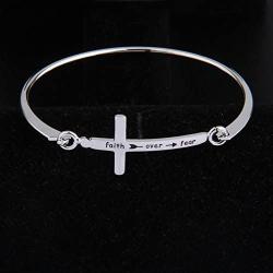 Zuo Bao Christian Bracelet Faith Bracelet Let Your Faith be Bigger Than Your Fear Cross Bracelet Religious Jewelry Gift for Her