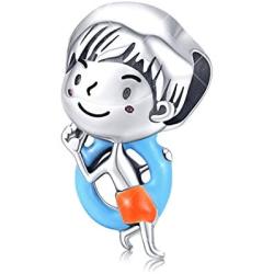 BAMOER 925 Sterling Silver Charms for Bracelets Necklace Boy Girl Animal Bird Coconut Drink Charm Beads Women Jewelry Gifts
