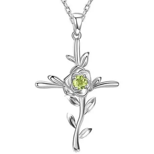 Mothers Day Necklace for Mom Birthday Gifts Love Rose Flower Sterling Silver Love Heart Pendant Necklace for Women August Peridot Birthstone Jewelry Mothers Day Necklace for Mom Birthday Gifts Love Rose Flower Sterling Silver Love Heart Pendant Necklace for Women August Peridot Birthstone Jewelry