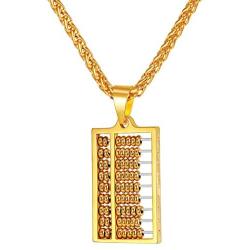 Ineffable 18K Gold Plated/Stainless Steel Abacus Necklaces for Women Pendant Necklaces Men Vintage Matching Chain Valentine Gift