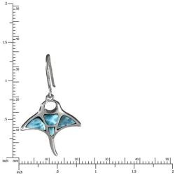 Sterling Silver Natural Larimar Manta Ray Dangle Earrings