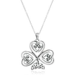 Oxidized 925 Sterling Silver Celtic Knot Cross, Shamrock Clover, Tinity Heart, Turtle, Angel and Mom Pendant Necklace, 18''