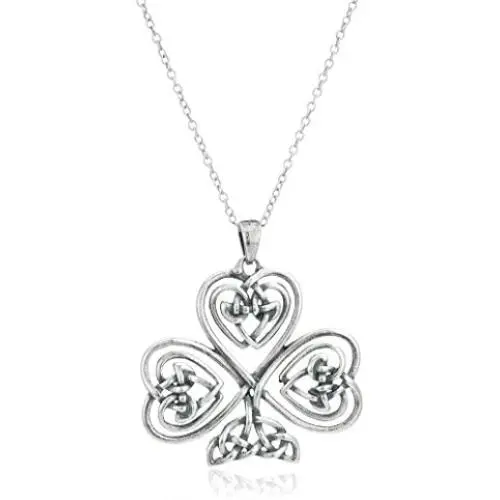 Oxidized 925 Sterling Silver Celtic Knot Cross, Shamrock Clover, Tinity Heart, Turtle, Angel and Mom Pendant Necklace, 18'' Oxidized 925 Sterling Silver Celtic Knot Cross, Shamrock Clover, Tinity Heart, Turtle, Angel and Mom Pendant Necklace, 18''