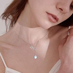 Moonstone Necklace Teardrop Pendant Necklace with Infinity Symbol Sterling Silver Water drop Y-Necklace Jewelry Gifts for Women