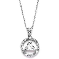 Mariell AA Recovery Symbol Cubic Zirconia Silver Rhodium Necklace Celebrate Alcoholics Anonymous Sobriety