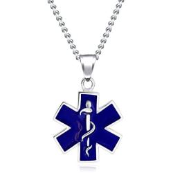 TEMICO Stainless Steel Medical Alert EMT Charm Emergency Medical Technician Star of Life Pendant Necklace