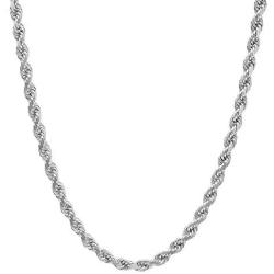 NYC Sterling Unisex Sterling Silver 5MM Diamond-Cut Rope Chain Necklace