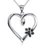 YFN Sterling Silver Paw Print Heart Pendant Necklace Dog Memorial Gifts for Dog Mom Dog Lover (Heart and Paw Print)