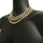 Time scent 14K Yellow Gold Plated Quavo Choker 20'' Cuban & 18'' Full Iced Cuban & 1 Row Tennis Chain Set