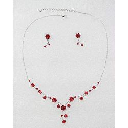 Faship Gorgeous Rhinestone Crystal Floral Necklace Earrings Set