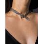Salircon Sparkle Rhinestones Crystal Collar Choker Necklace for Women Girl Belt Shape Band Party Club Festival Jewelry