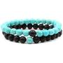 SBI Jewelry Turquoise Stretch Bracelets for Men Women Vintage Beads Bracelet Gift for Friendship Couple Birthday 2PC