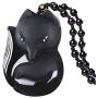 Pure Natural Obsidian Pendant Necklace Obsidian Crystal Pendant Necklace Pattern with Extend Bead Chain for Men or Women