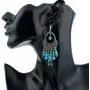 Turquoise 3pcs Set - a Turquoise Necklace a pair of turquoise pendant tassel earrings, a stretchable turquoise braceleta Gift for Ladies Turquoise 3pcs Set - a Turquoise Necklace a pair of turquoise pendant tassel earrings, a stretchable turquoise braceleta Gift for Ladies