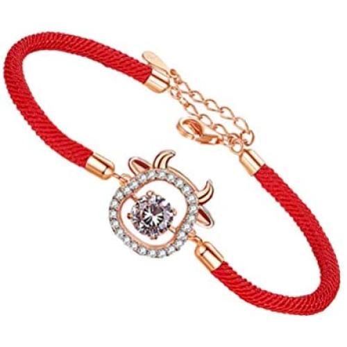 PRETYZOOM Chinese New Year Bracelet Red Rope Bracelet 2021 Year of Ox Bracelet Zodiac Sign Ox Bracelet Woman Jewelry Gift