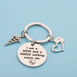 PENQI Nurse Mom Gift Jewelry I Am a Mom and A Nurse Nothing Scares Me Nursing Keychain Nurse Mom Gifts from Son Daughter