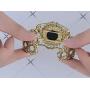 Alilang Womens Antique Golden Tone Purple Victorian Cameo Lady Bangle Bracelet