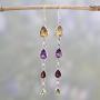 NOVICA Multi-Gem Citrine .925 Sterling Silver Dangle Earrings Dazzling Drops
