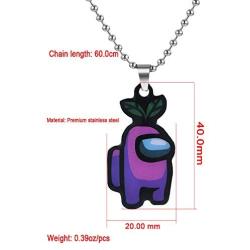 COMTRUDE Among Us Color Necklace, Premium Stainless Steel Amongus Game Pendant Chain for Strategy Casual Game Lovers (Bead Chain)