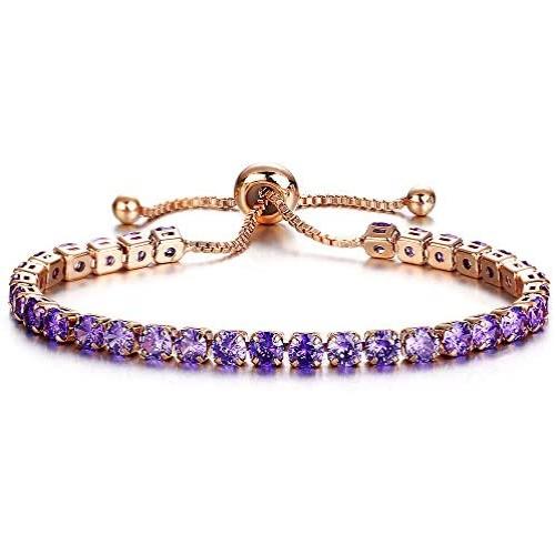 Mad ink Gold Silver Plated Cubic Zirconia Adjustable Classic Tennis Bracelet for Women Girls