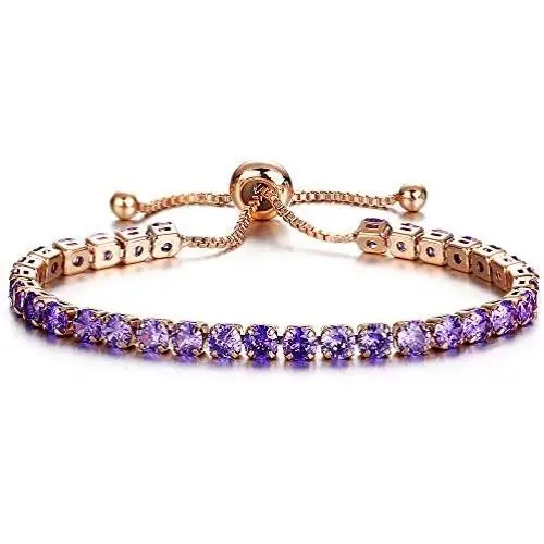 Mad ink Gold Silver Plated Cubic Zirconia Adjustable Classic Tennis Bracelet for Women Girls Mad ink Gold Silver Plated Cubic Zirconia Adjustable Classic Tennis Bracelet for Women Girls