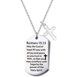 FUSTMW Christian Keychain Gifts Religious Gifts Bible Verse Jewelry May The God of Hope Fill You with All Joy and Peace Romans 15:13 Scripture Key Chains