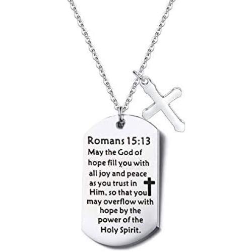 FUSTMW Christian Keychain Gifts Religious Gifts Bible Verse Jewelry May The God of Hope Fill You with All Joy and Peace Romans 15:13 Scripture Key Chains