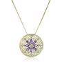 18k Yellow Gold Plated Sterling Silver Gemstone and Diamond Accent Filigree Mandala Pendant Necklace, 18''