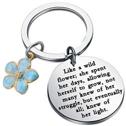 FUSTMW Wildflower Keychain Inspiration Gifts Wildflower Jewelry for Like a Wild Flower Allowing Herself to Grow Knew of Her Light