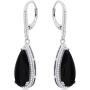 Pear Cut Gemstone and White Topaz Halo Dangle Leverback Earrings in Sterling Silver (18x8mm)