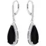 Pear Cut Gemstone and White Topaz Halo Dangle Leverback Earrings in Sterling Silver (18x8mm) Pear Cut Gemstone and White Topaz Halo Dangle Leverback Earrings in Sterling Silver (18x8mm)
