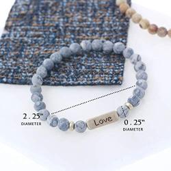 NTLX Christian Bracelets for Women – Love Bracelet – Natural Stone Stretch Prayer Bracelet – Inspirational Message Jewelry - Great Gift