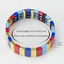 Allzedream Enamel Bracelets Stretch Bangle Colorful Tile Beads Elastic Stackable Colorblock Bracelet