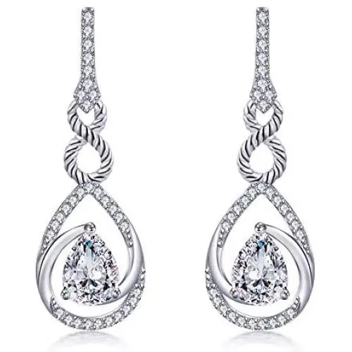 VAN RORSI&MO Dangle earrings - 14k White Gold Plated Sterling Silver Drop Earrings 5A Cubic Zirconia Infinity Teardrop Stud Earrings Jewelry Gift Hypoallergenic Earrings for Women VAN RORSI&MO Dangle earrings - 14k White Gold Plated Sterling Silver Drop Earrings 5A Cubic Zirconia Infinity Teardrop Stud Earrings Jewelry Gift Hypoallergenic Earrings for Women