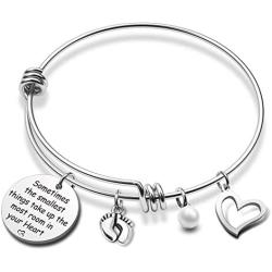 New Mom Bracelet Pregnancy Footprints Jewelry Sometimes The Smallest Things Take Up The Most Room in Your Heart Mommy to Be Gift