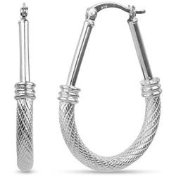 LeCalla Sterling Silver Jewelry Italian Design Drop Shape Hoop Earrings for Women