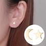 4 Pairs Tiny Stud Earrings Set for Girls Stainless Steel Hypoallergenic Cute Moon Star Stud Earrings for Women Children Valentines Day Birthday Gifts (4 Pairs Moon Star)