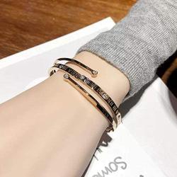 HLDIFENGGS Roman Numeral Bracelet,Jewelry Inspirational Stainless Personalized Zircon Love Cuff Bangle Bracelets for Women Girls