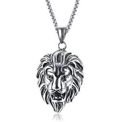 VNOX Stainless Steel Lion Head Pendant Necklace