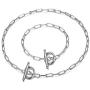 HERSKY Simple Personality Dainty Cool Paperclip Rectangle Link Choker Necklace for Women Girls 16Inch Necklace and 8 Inch Stainless Steel Bracelet Set