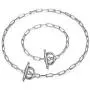 HERSKY Simple Personality Dainty Cool Paperclip Rectangle Link Choker Necklace for Women Girls 16Inch Necklace and 8 Inch Stainless Steel Bracelet Set