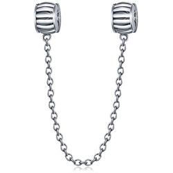 Safety Chain Clip Clasp Charm for Pandora Bracelet Antique 925 Sterling Silver Lock Stopper Beads
