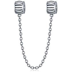 Safety Chain Clip Clasp Charm for Pandora Bracelet Antique 925 Sterling Silver Lock Stopper Beads